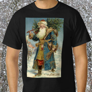 Camiseta Papai Noel Vitoriano Antigo com Árvore de Natal