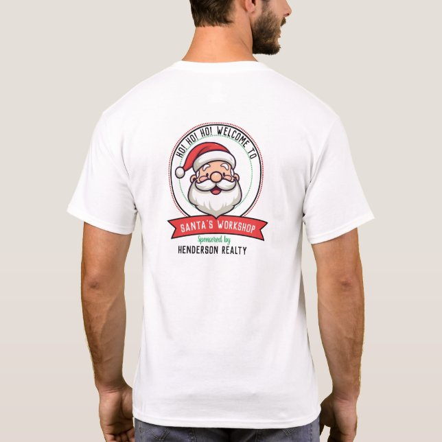 Camiseta Papai noel Workshop - Pequeno Elf Auxiliar Persona (Verso)