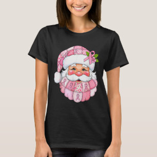 Camiseta Papai Noel Xadrez Rosa Conscientização do Câncer d