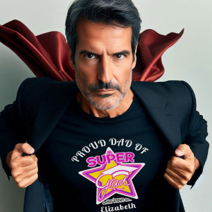 Camiseta PAPAI ORGULHOSO DE Texto Super Grad Pink-On Dark E