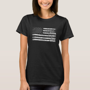 Camiseta Papai Papai Pai Bruh Antiga Bandeira dos EUA Dia d