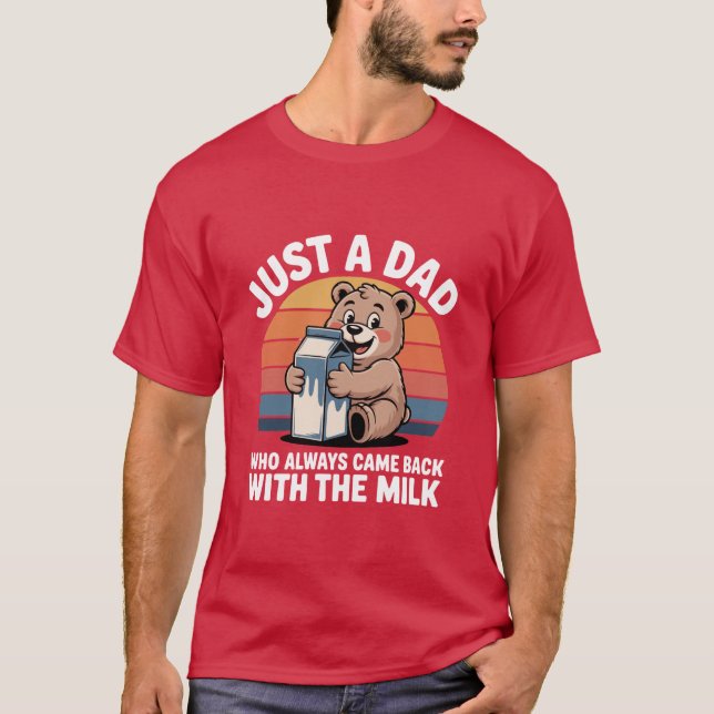 Camiseta Papai que sempre volta com leite Urso fofo (Frente)