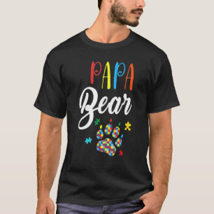 Camiseta Papai Urso Engraçado Conscientização do Autismo Co