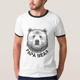 Camiseta Papai Urso, Ilustração Desenhada à Mão