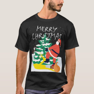 Camiseta Papais noeis a fazer xixi no Natal Doce Engraçado