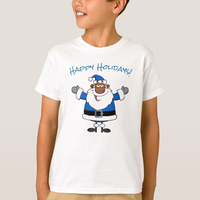 Camiseta Papais noeis Afro-Americanos Natal Hanukkah Kwanza (Frente)