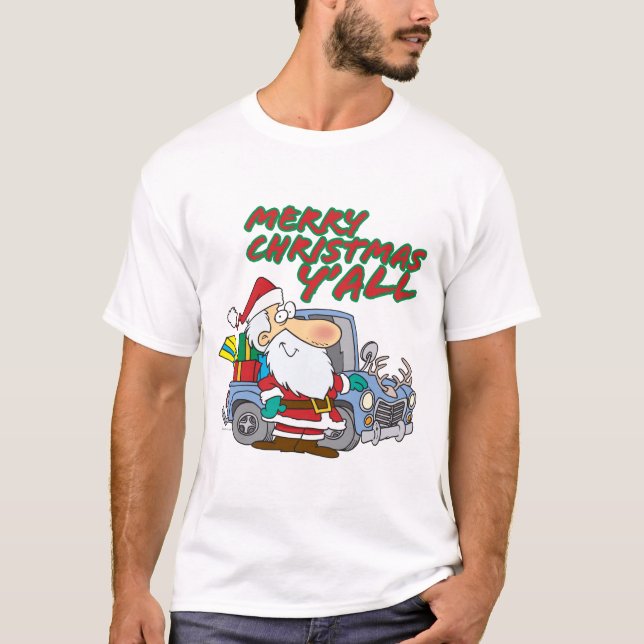 Camiseta papais noeis alegres de natal yall redneck (Frente)