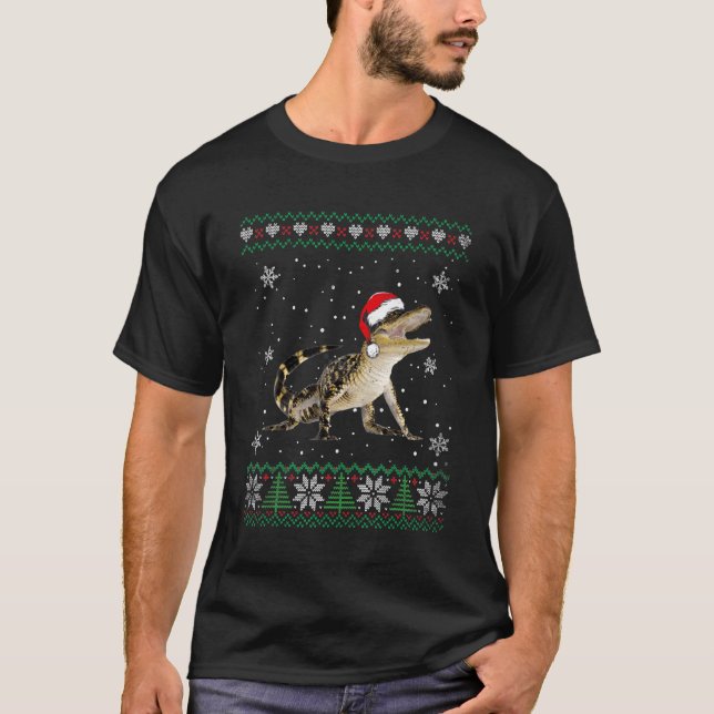 Camiseta Papais noeis Alligator Ugly Sweater Animais De Nat (Frente)