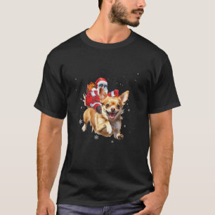 Camiseta Papais noeis Andando Chihuahua Árvore de Natal Luz