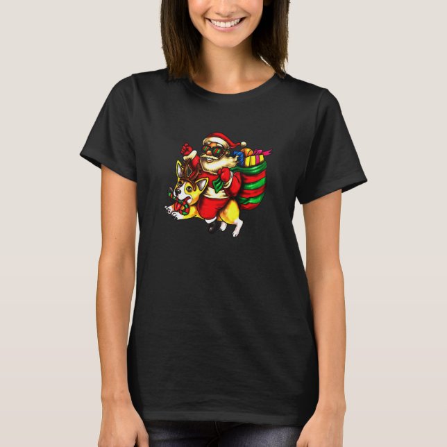 Camiseta Papais noeis Andando Corgi Corgi (Frente)
