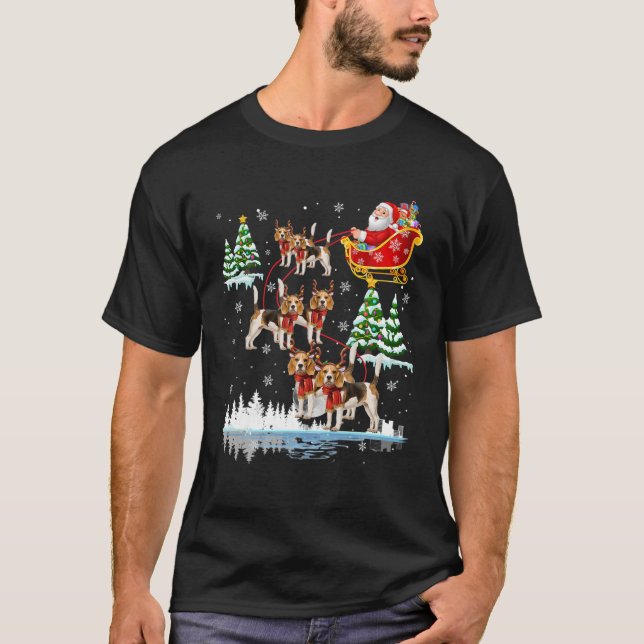 Camiseta Papais noeis Andando Dachshund Reindeer Natal Paja (Frente)