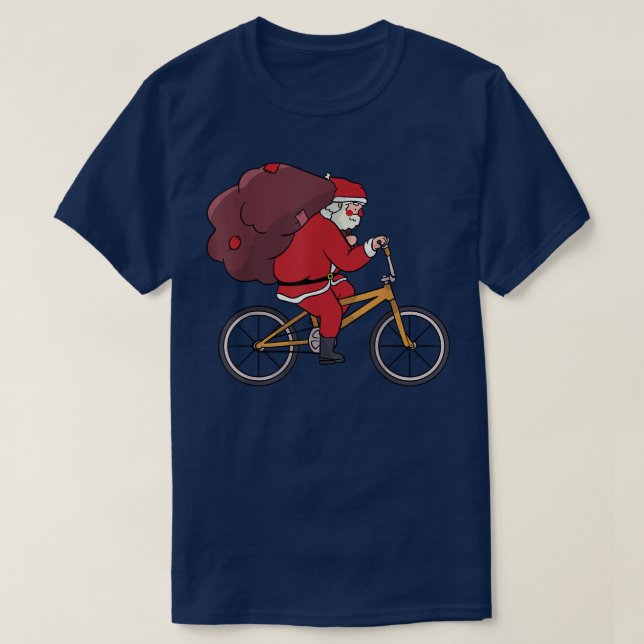 Camiseta Papais noeis Andando de Bike Natal Engraçado XMas  (Frente do Design)
