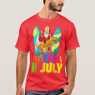 Camiseta Papais noeis Andando Dinossauro Natal Julho Verão 