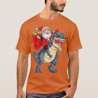 Camiseta Papais noeis Andando Dinossauros T rex natalinos M