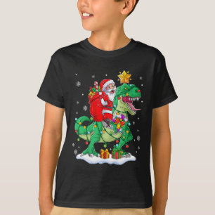 Camiseta Papais noeis Andando Dinossauros T rex natalinos M