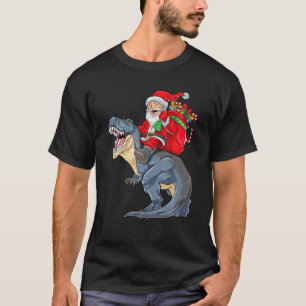 Camiseta Papais noeis Andando Dinossauros T rex natalinos M