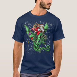 Camiseta Papais noeis Andando Dragão Homens de Natal Menino