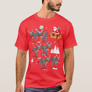 Camiseta Papais noeis Andando Kawaii Zebra Natal Engraçado