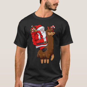 Camiseta Papais noeis Andando Llama Natal Pajama Cute Anima