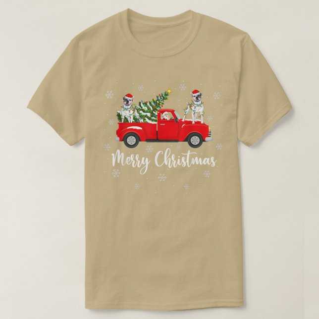 Camiseta Papais noeis Andando na Árvore de Natal Caminhão A (Frente do Design)