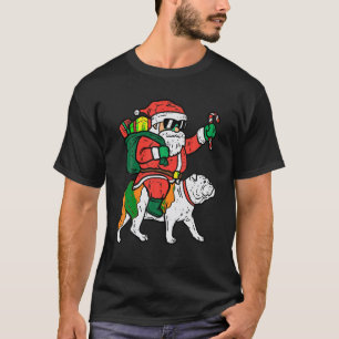 Camiseta Papais noeis Andando no Natal do Buldogue Inglês
