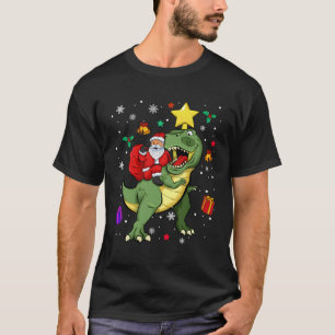 Camiseta Papais noeis Andando Trex Dinosaur Engraçado Xmas