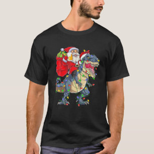 Camiseta Papais noeis Andando Uma Árvore De Natal Do Dinoss