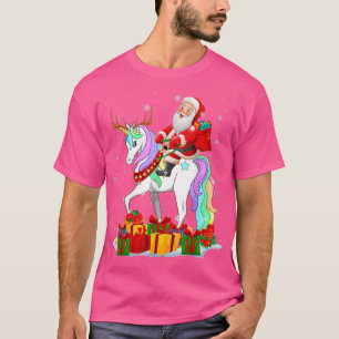 Camiseta Papais noeis Andando Unicorn Reindeer Papais noeis