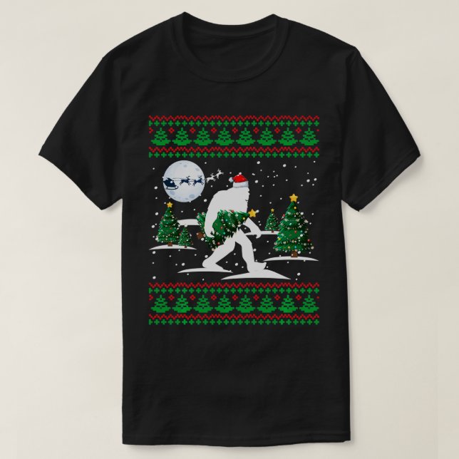 Camiseta Papais noeis Árvore de Natal Doce de Natal Feio (Frente do Design)