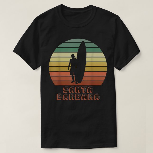 Camiseta Papais noeis Barbara California Beach Surfer Retro (Frente do Design)