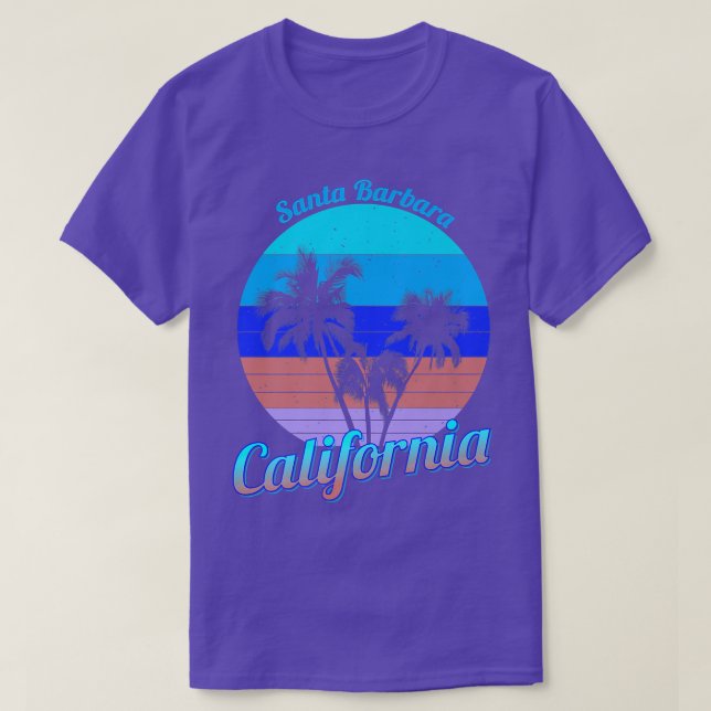 Camiseta Papais noeis Barbara California Retro Palm Trees B (Frente do Design)