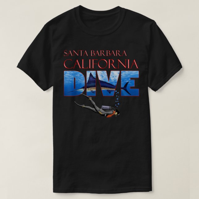 Camiseta Papais noeis Barbara California SCUBA Diver Ocean  (Frente do Design)