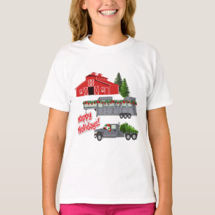 Camiseta Papais noeis Barn Truck Horse Trailer de Natal