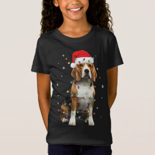 Camiseta Papais noeis Beagle com luzes de Natal Engraçado