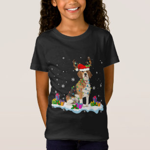 Camiseta Papais noeis Beagle Engraçado Luzes Papais noeis C