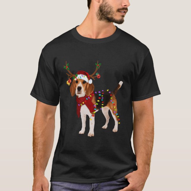 Camiseta Papais noeis Beagle Reindeer - presentes de Natal  (Frente)