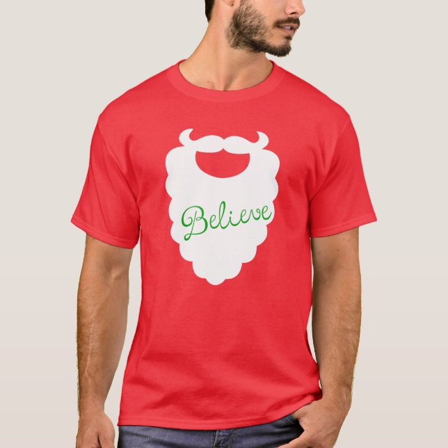 Camiseta Papais noeis Beard Holiday Tee Acredite no Design  (Frente)