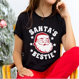 Camiseta Papais noeis Bestie Natal das Mulheres Negras Mode