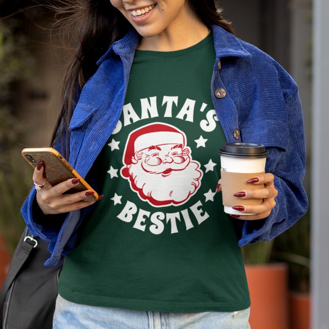 Camiseta Papais noeis Bestie Natal das Mulheres Verdes Mode (Criador carregado)