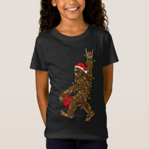 Camiseta Papais noeis Bigfoot Luzes de Natal Rock Sasquatch