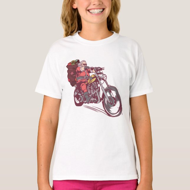 Camiseta Papais noeis Biker Figurino de Natal para Convite  (Frente)
