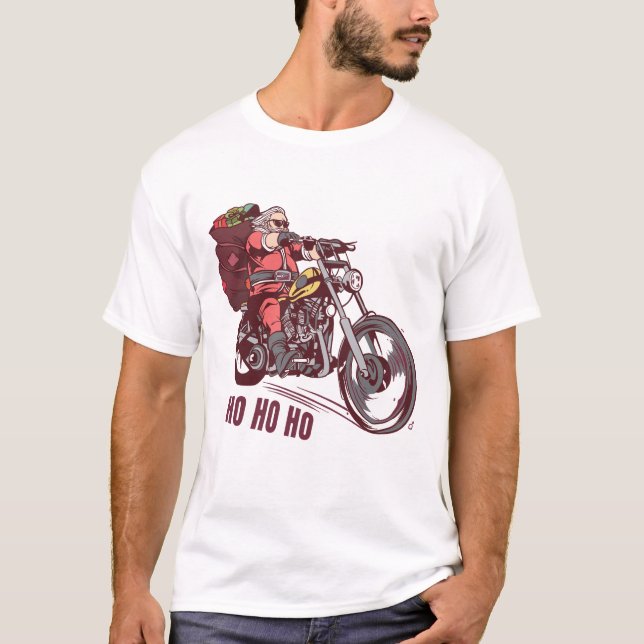 Camiseta Papais noeis Biker Figurino de Natal para Convite  (Frente)