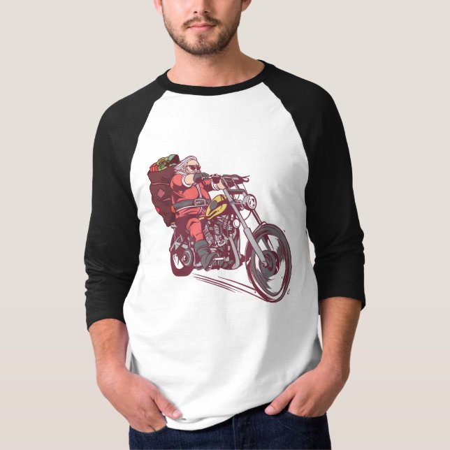 Camiseta Papais noeis Biker Figurino de Natal para Convite  (Frente)