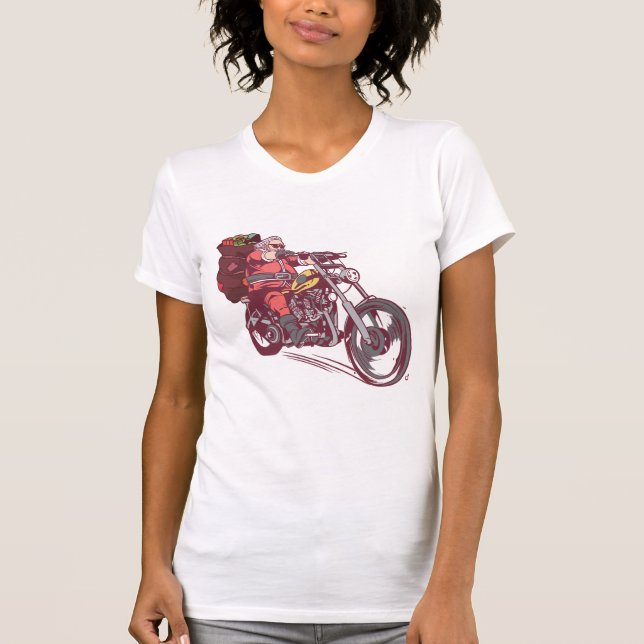 Camiseta Papais noeis Biker Figurino de Natal para Convite  (Frente)
