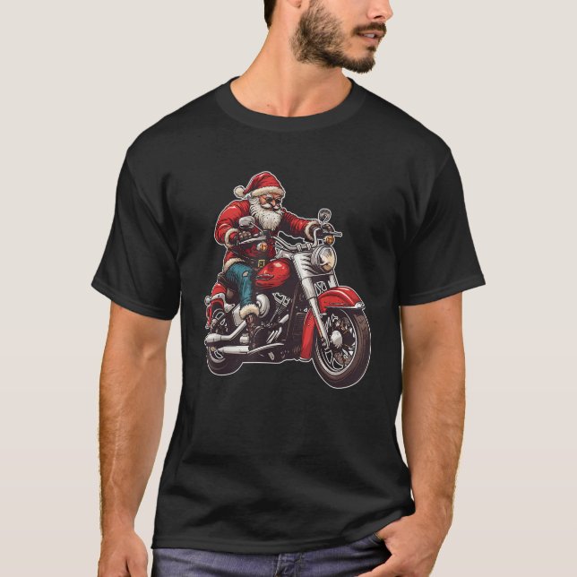 Camiseta Papais noeis Biker Motocicleta Natal Pajama Toddle (Frente)