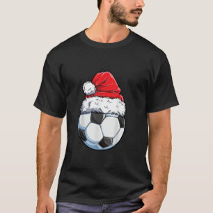 Camiseta Papais noeis Bola de Futebol Santa Hat Homens Cria