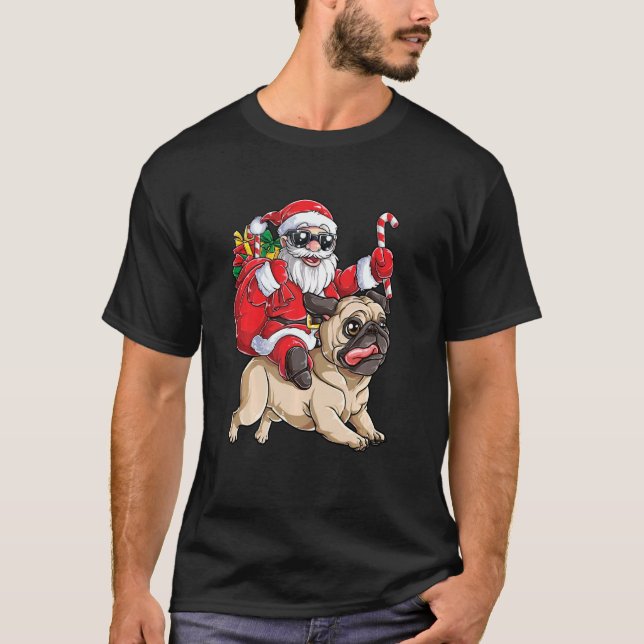 Camiseta Papais noeis Bonitos Andando Cachorro Engraçado Ca (Frente)