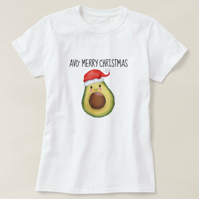 Camiseta Papais noeis bonitos Avocado Avo Felry Natal (Frente do Design)