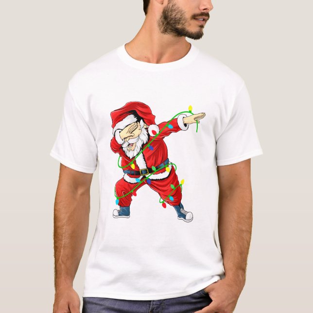 Camiseta Papais noeis Bonitos Batidos Luzes de Natal Homens (Frente)