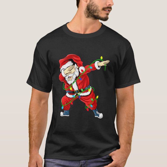 Camiseta Papais noeis Bonitos Batidos Luzes de Natal Homens (Frente)